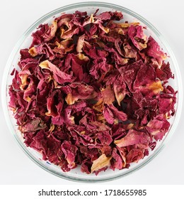 Dried Rose Petals On Plate