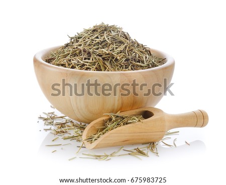 dried rosemary leaves wooden bowl over stock photo edit now