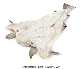 Dried And Salted Cod, Saltfish, Isolated On White Background