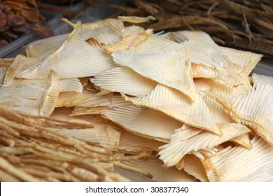 Dried Shark Fin Food Ingredient At Shop In Chinese Market