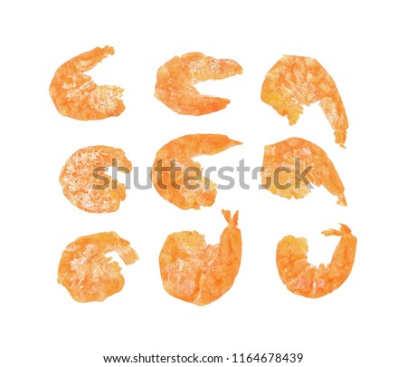 dried shrimp isolated on white background