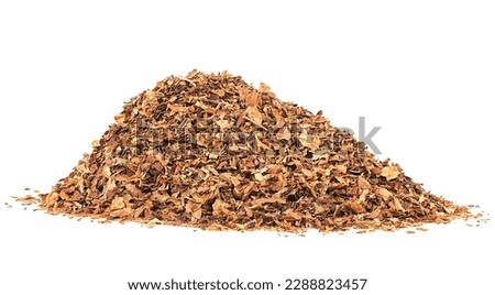Dried smoking tobacco pile isolated on a white background