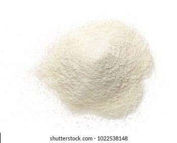 Dried Soy Milk Isolated On White Background. Top View. Flat Lay