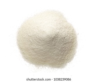 Dried Soy Milk Isolated On White Background. Top View. Flat Lay