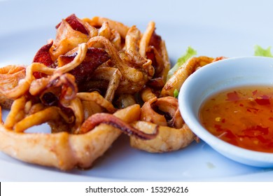 Dried squid fried. and sauce