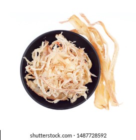  dried squid isolated on white background.                              