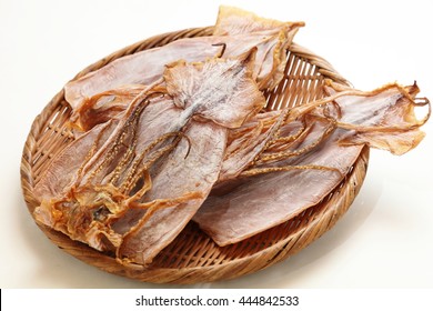 dried squid isolated on white background