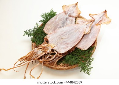 dried squid isolated on white background