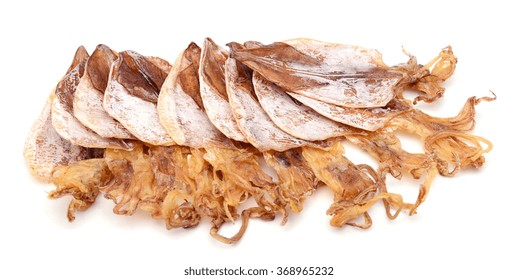 dried squids isolated on white 