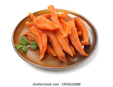 dried sweet potato on white background