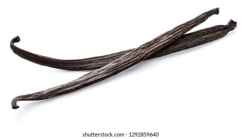 Dried Vanilla Stick Isolated On White Background.