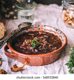 Dried Wild Mushroom And Kidney Bean Soup, Square