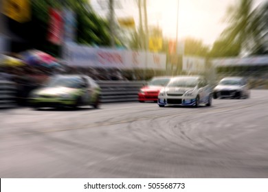 Drift Racer,Race Car Racing On Speed Track With Motion Blur.