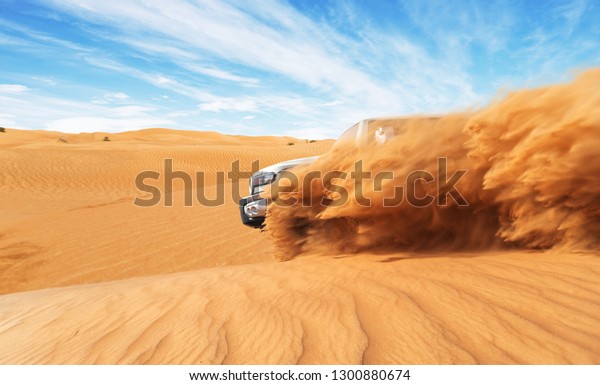 Drifting Offroad Car 4x4 Desert Freeze Stock Photo (Edit Now) 1300880674