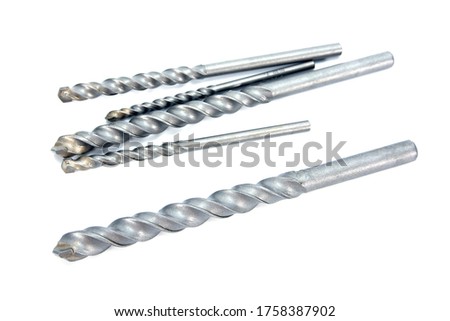 Drill bit isolated on white background. Single large size masonry dril bit isolated