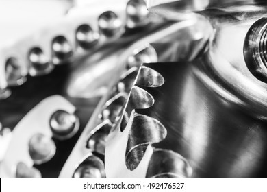 The Drill Bit, Shot Close-up With Shallow Depth Of Field. Industrial Background.