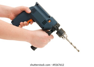 Drill in the hands isolated on white background - Shutterstock ID 49267612