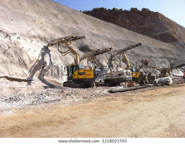 Drilling Blasting Works During Highway Road Stock Photo (Edit Now ...