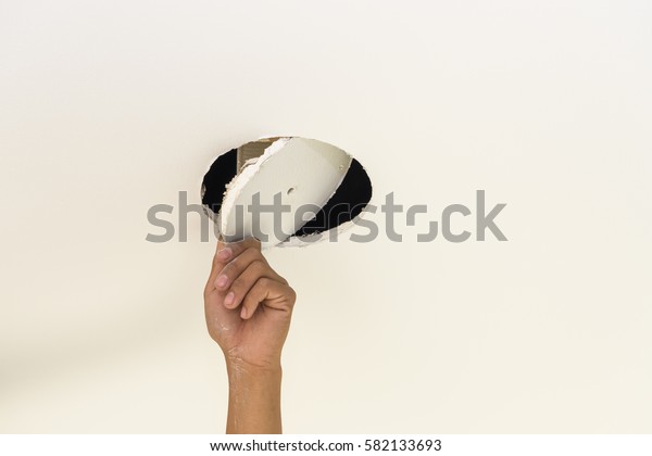 Drilling Ceiling Install Lamp Stock Photo Edit Now 582133693