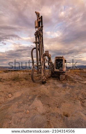 Drilling machine working on a construction site