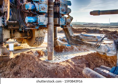 Drilling rig. Drilling deep wells. Coring. Industry. Mineral exploration. - Shutterstock ID 1593843916