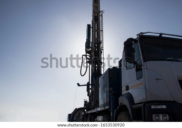 Drilling rig. Drilling deep wells. Coring.\
Industry. Mineral\
exploration.