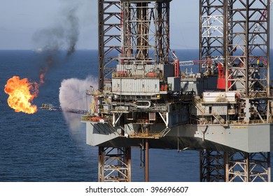 Drilling Rig Flare North Sea After Successfully Drill