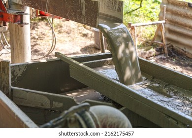 Drilling Rig For Drilling Water Wells And Producing Drinking Water For Residential Premises. Pumping Dirty Water Out Of The Well