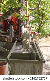 Drilling Rig For Drilling Water Wells And Producing Drinking Water For Residential Premises. Pumping Dirty Water Out Of The Well