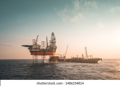 Drilling rig, wellhead platform, floating production storage offloading (FPSO) at oil field