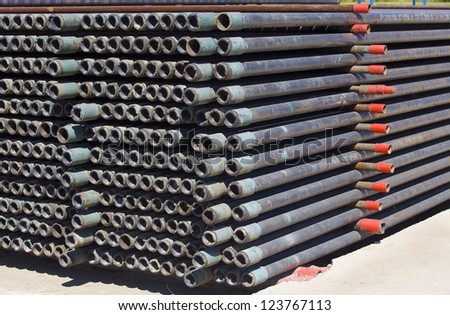Drillpipe on Oil Rig Pipe Deck