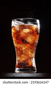 
						drink coke cola coca cola glass in black background