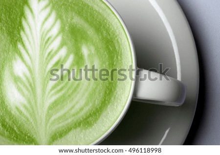 Similar – Image, Stock Photo Matcha latte art with succulent at a coffee shop on a table