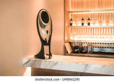 Drink, Equipment And Object Concept - Close Up Of Draft Beer Kegerator Tower At Bar Or Pub