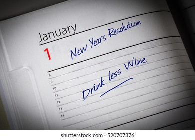 Drink Less Wine New Years Resolution In The Diary