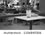 A drink on the table in the food court at Central Bangna Bangna-Trad Road, Bangkok, Thailand