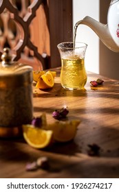 Drink Orange And Cumin Tea In Iranian And Traditional Atmosphere