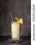 Drink photography of pina colada, pineapple juice, tropical cocktail; mocktail; rum; coconut milk, beverage; drink