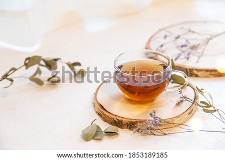Drink tea at home. Relaxation, home time, and break tea time at home.
