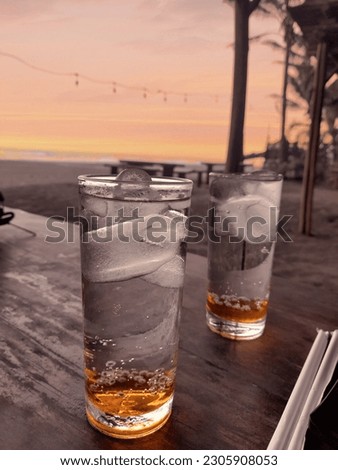 Drinking alcohol at the beautiful beach