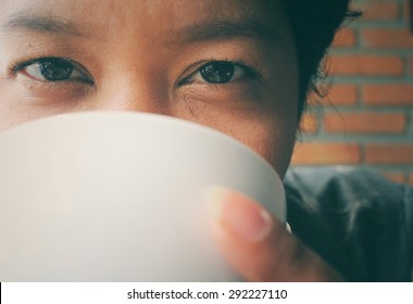 Drinking coffee