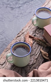 Drinking Coffee By The Lake In Autumn