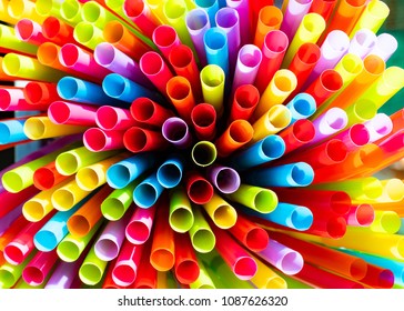 Drinking Straws Colorful Coming Together.