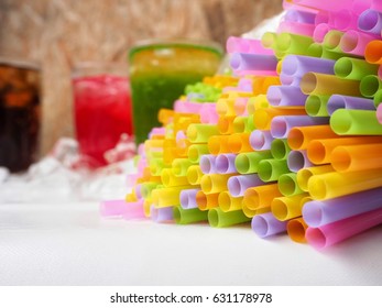 Drinking straws with soft drink