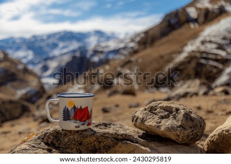 Drinking tea in the Caucasus mountains