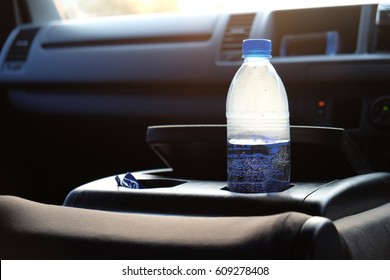 A Drinking Water Bottle Left In A Car And Exposed To Sunrise