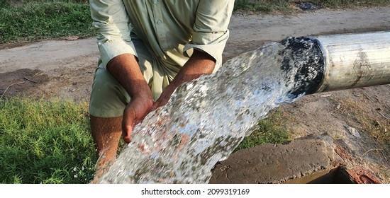 Drinking Water From Tube Well At Agriculture Fields - World Water Day - Save Water - March 22