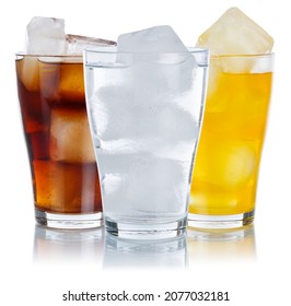 Drinks lemonade cola drink softdrinks glass isolated on a white background