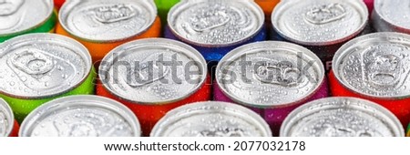 Drinks lemonade cola drink softdrinks in cans panorama can
