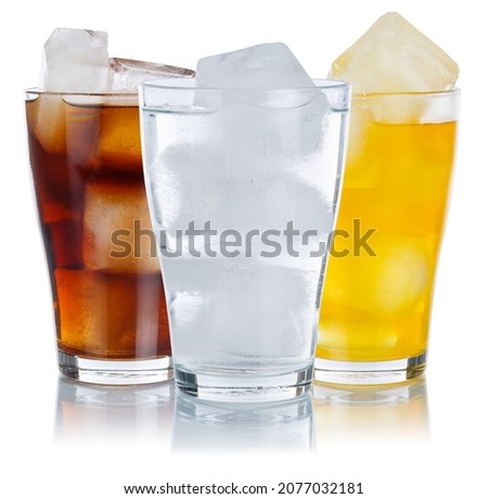 Drinks lemonade cola drink softdrinks glass isolated on a white background